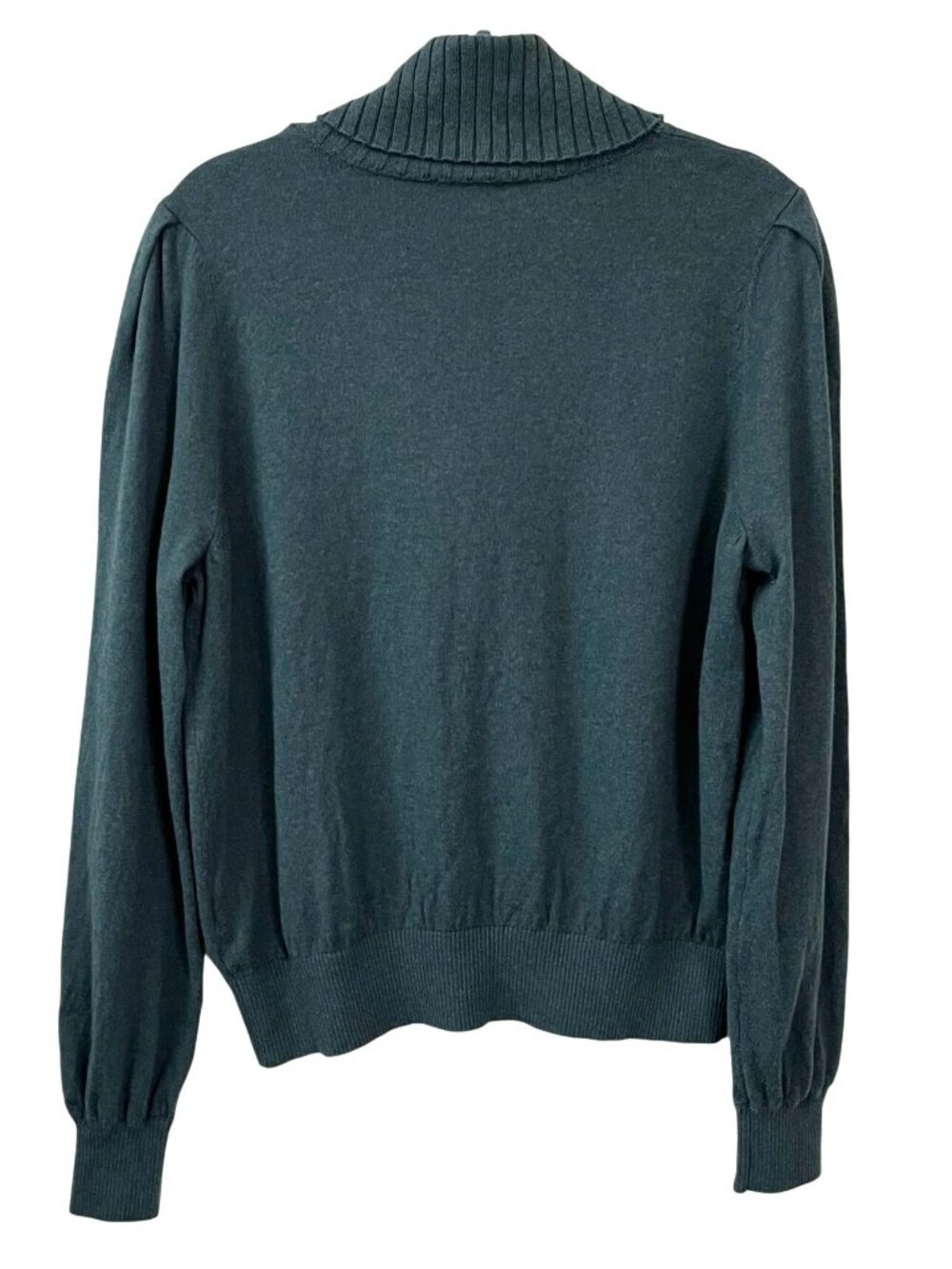 LILLA P Teal Cotton Cashmere Shawl Collar Sweater Size L - Picture 3 of 7